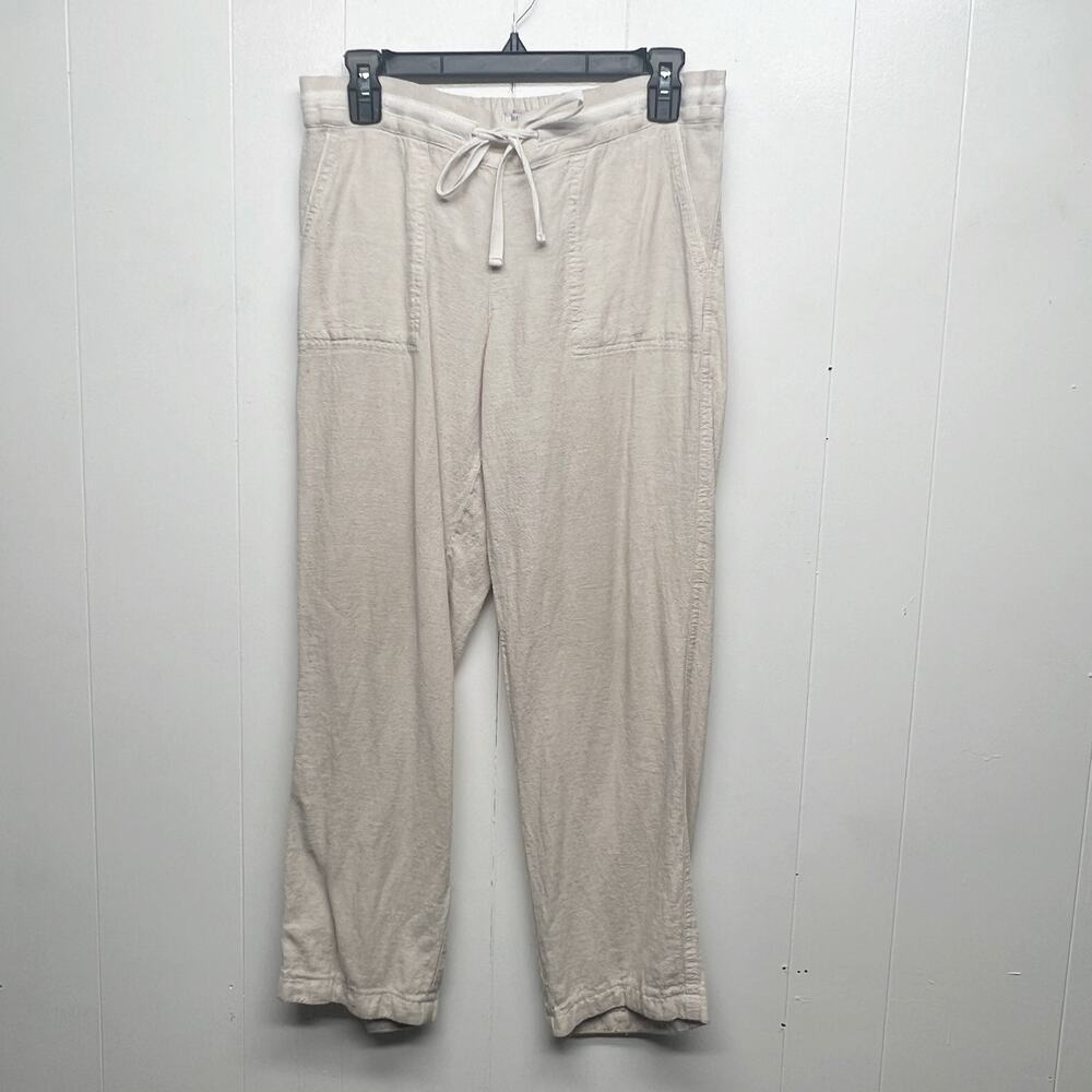 Susina Linen Blend Women's Beige Pull On Pants Size M Petite Lagenlook Coastal